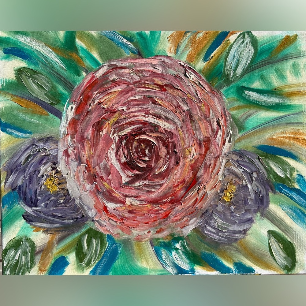 Vibrant Rose Garden Canvas Art Painting